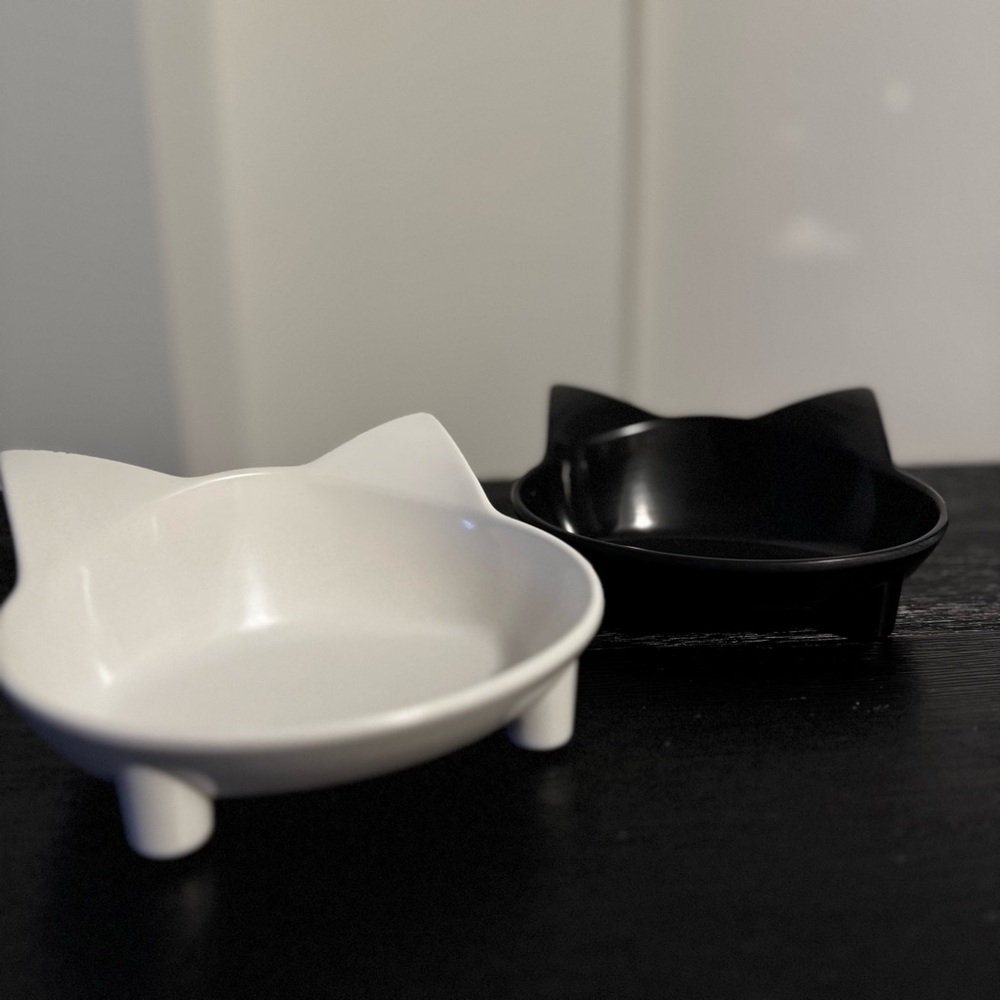 Cat whisker stress relief food / water bowls (set of 2)